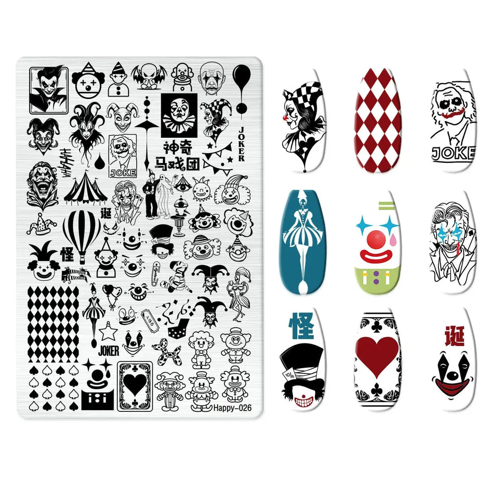 Halloween Series Celebration Nail Stamping Plate Cute Skull Pattern DIY Nail Art Image Stamp Stamper Manicure Template Good Vibrations