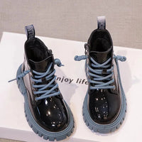 Children's Boots Boys Girls Single Boots Solid Color England Style Children Boy Girls Shoes Kids Fashion Shiny Small Short Boots Good Vibrations