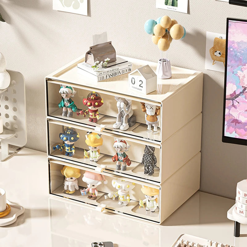 Storage Box with Drawers – Desktop Organizer, Display Case for Collectibles, Office Storage ContainerCustomizable Combination Good Vibrations