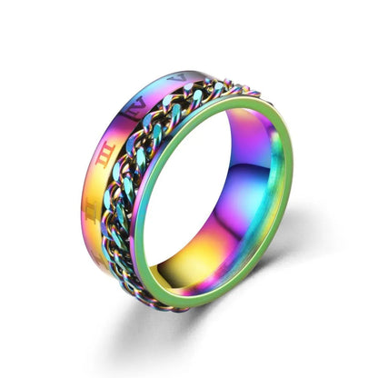 Titanium Steel Rotatable Chain Rings for Women Men Spinner Ring Decompression Multifunctional Chain Ring Bottle Opener Ring Gift Good Vibrations
