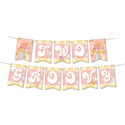 Hippie Party Cupcake Toppers Two Groovy Cupcake Dasiy Flower 60s Retro Boho Cake Decor for Hippie Two Groovy Theme 2nd Birthday Good Vibrations