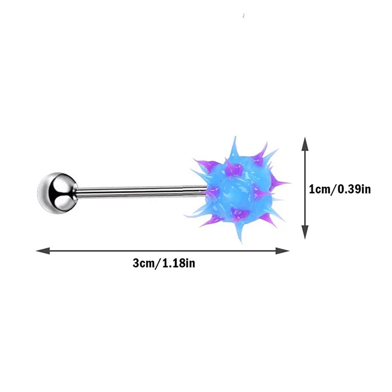 Surgical Steel Vibrating Tongue Ring Tongue Piercing Ring Colorful Rock Personality Rubber Barbell Tongue Ring Bar Body Jewelry Good Vibrations