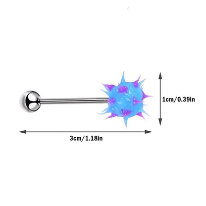 Surgical Steel Vibrating Tongue Ring Tongue Piercing Ring Colorful Rock Personality Rubber Barbell Tongue Ring Bar Body Jewelry Good Vibrations