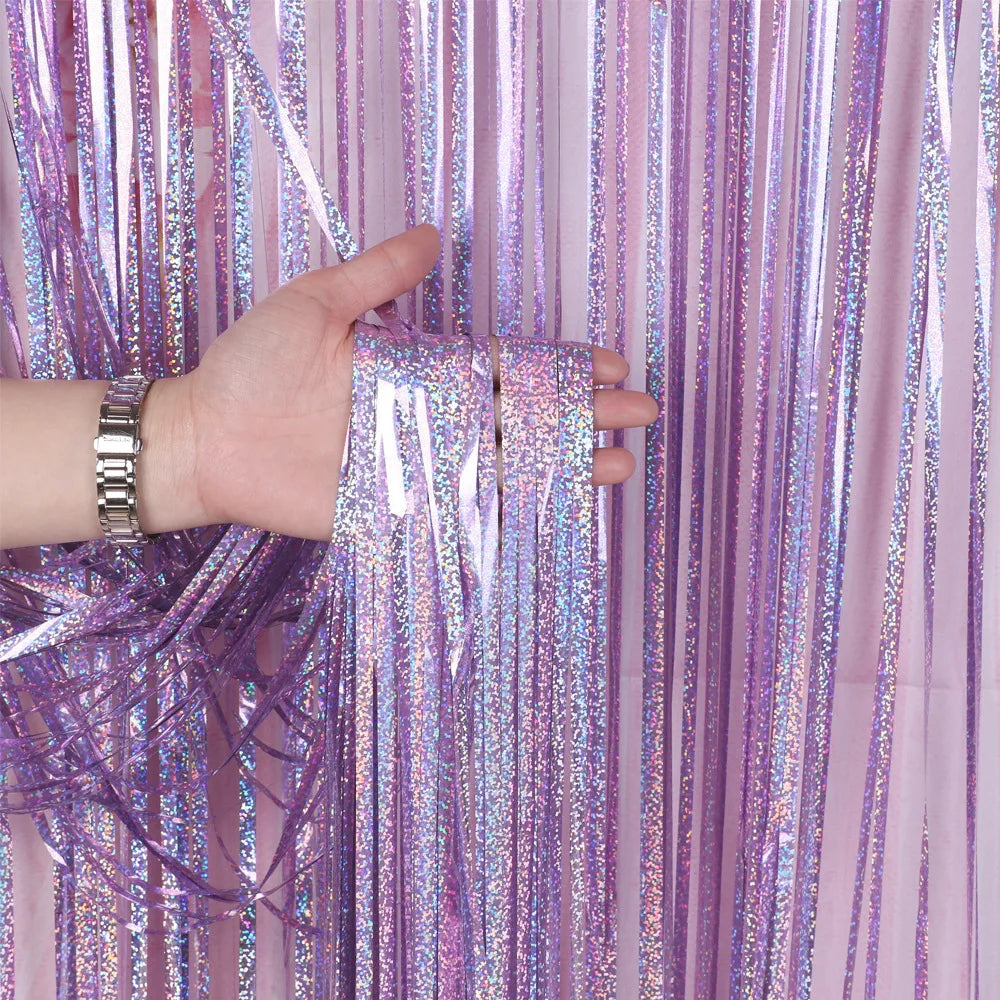 Party Favors Wedding Decoration Party Supplies Photozone Rain Tinsel Foil Curtain Birthday Party Wall Drapes Photo Zone Backdrop Good Vibrations