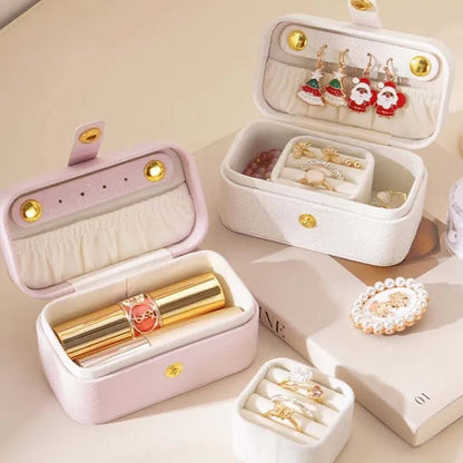 Exquisite Pu Leather Jewelry Box Simple Ring Necklace Earrings Storage Minimalist Style Daily Travel Portable Storage Box Good Vibrations