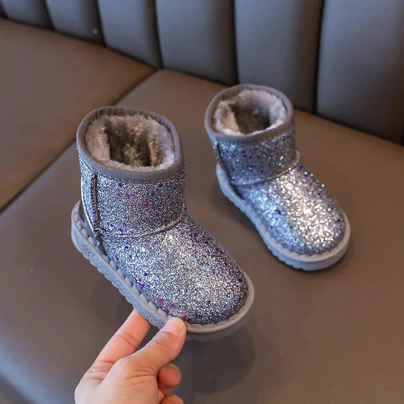 Children Warm Shoes Autumn Winter Boots Boys Girls Snow Shoes Fashion Shinny Soft Antislip Girls Boots 25-36 Sport Snow Boots Good Vibrations