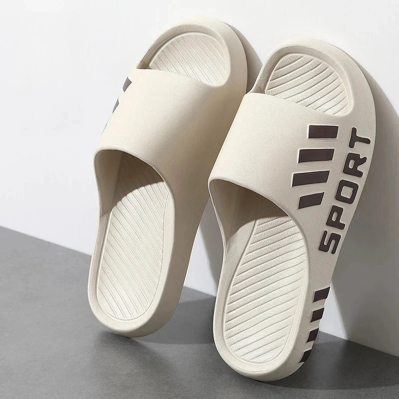 Summer Fashion Slippers For Men Indoor Outdoor Sandals Beach Flip Flop Thick Sole Male Slides Summer Non-Slip Men Shower Slipper Good Vibrations