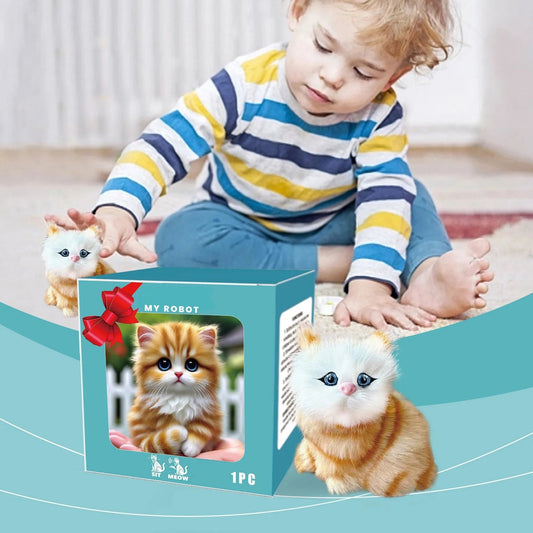 Robot Cat Toys Interactive Cat Meow Toy Funny Interactive Cat Robot Creative Robotic Cat Barking Meow Kitten for Chilren Good Vibrations