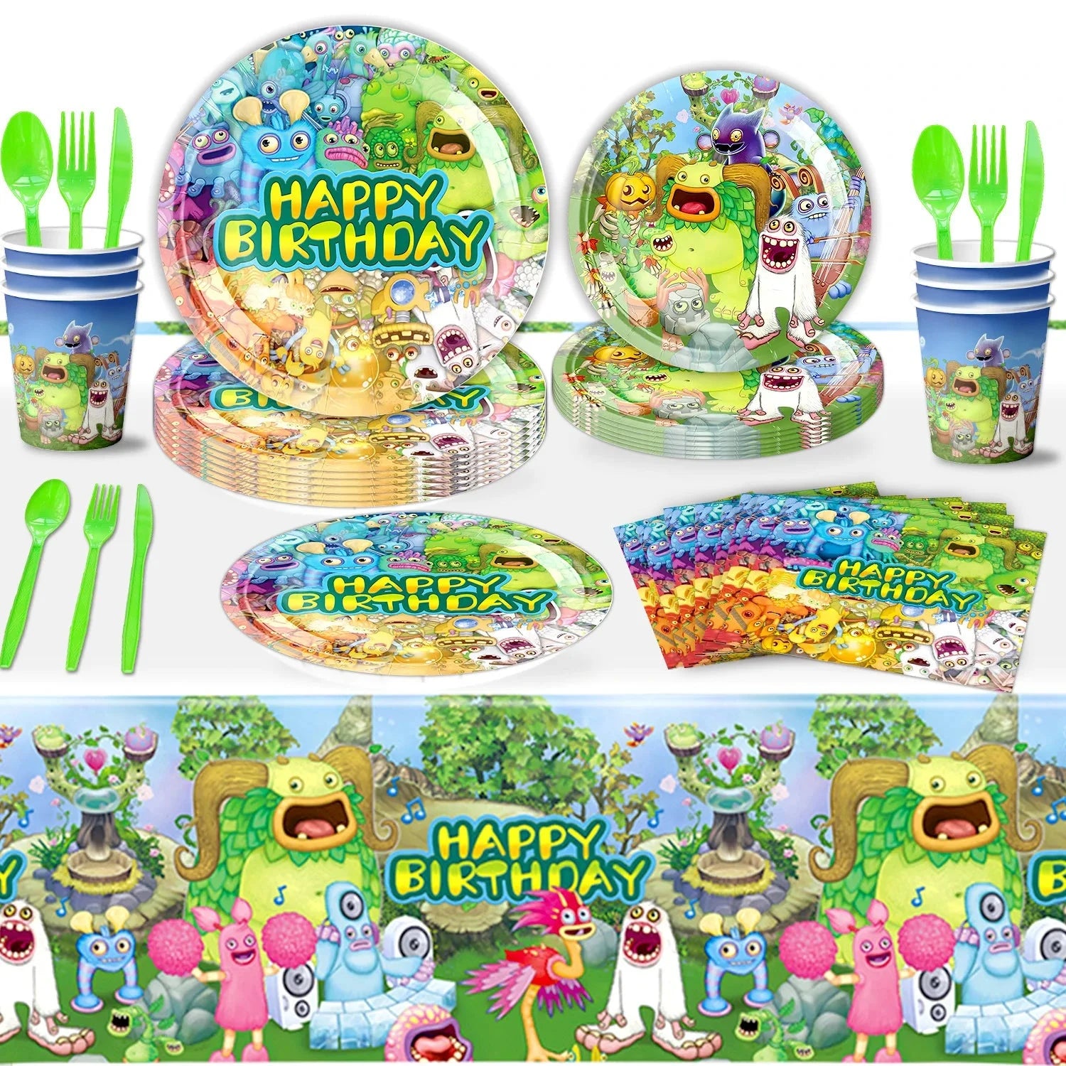 My Singing Game Monsters Birthday Party Decoration Balloons Backdrop Banner Cake Topper Baby Shower Party Supplies Tableware Good Vibrations