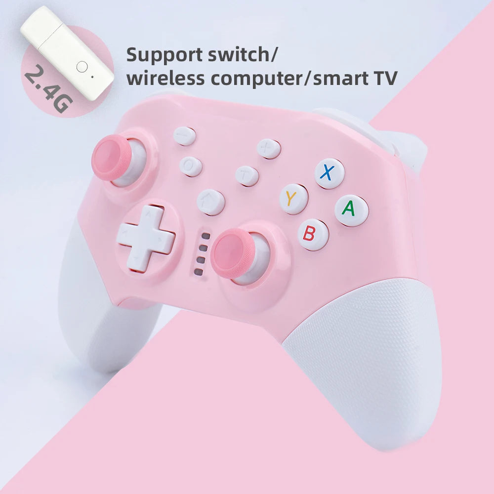 Switch Pro gamepad  supports switch console with dual motor vibration, pink game controller supports PC win10 Good Vibrations