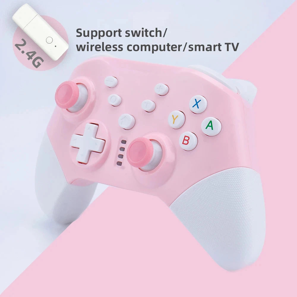 Switch Pro gamepad  supports switch console with dual motor vibration, pink game controller supports PC win10 Good Vibrations
