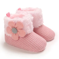 Baby Autumn/Winter Pink Snow Boots 0-18M Girl Baby Warm Cotton Shoes Solid Color First Walking Shoes Children's Shoes Good Vibrations