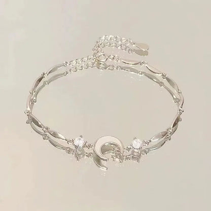 Elegant Crystal Flowers Bracelet For Women Y2K Sweet Girls Moon Cherry Blossom Bow Zircon Bracelets Luxury Designer Jewelry Gift Good Vibrations