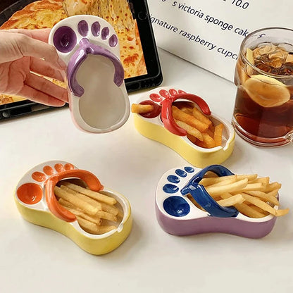 Lovely Flip Flops Ketchup Soy Sauce Dipper Portable Ceramic Salad Saucer Dipping Bowl Cute Mini Snacks Plate Seasoning Container Good Vibrations