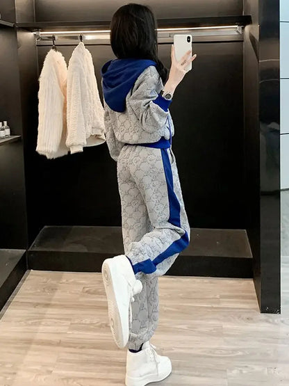 Pant Sets for Women 2 Pieces Tracksuit Spring Autumn Trousers Woman Color Matching Sport Sweatshirt Wholesale Bulk Aesthetic D Good Vibrations