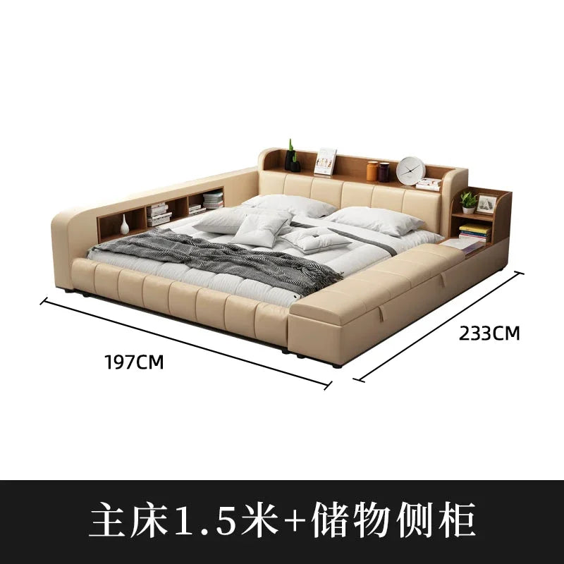 Headboards Double Bed Waterproof Minimalist Multifunctional Luxury Bed Japanese Nightstands Mobili Per La Casa Bedroom Furniture Good Vibrations