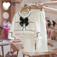 Girls Clothes Sets Spring Autumn Blouses Tops + Pants Outfits For Children Clothes Set Sweet Kids Clothing  4 6 9 T2Pcs Good Vibrations