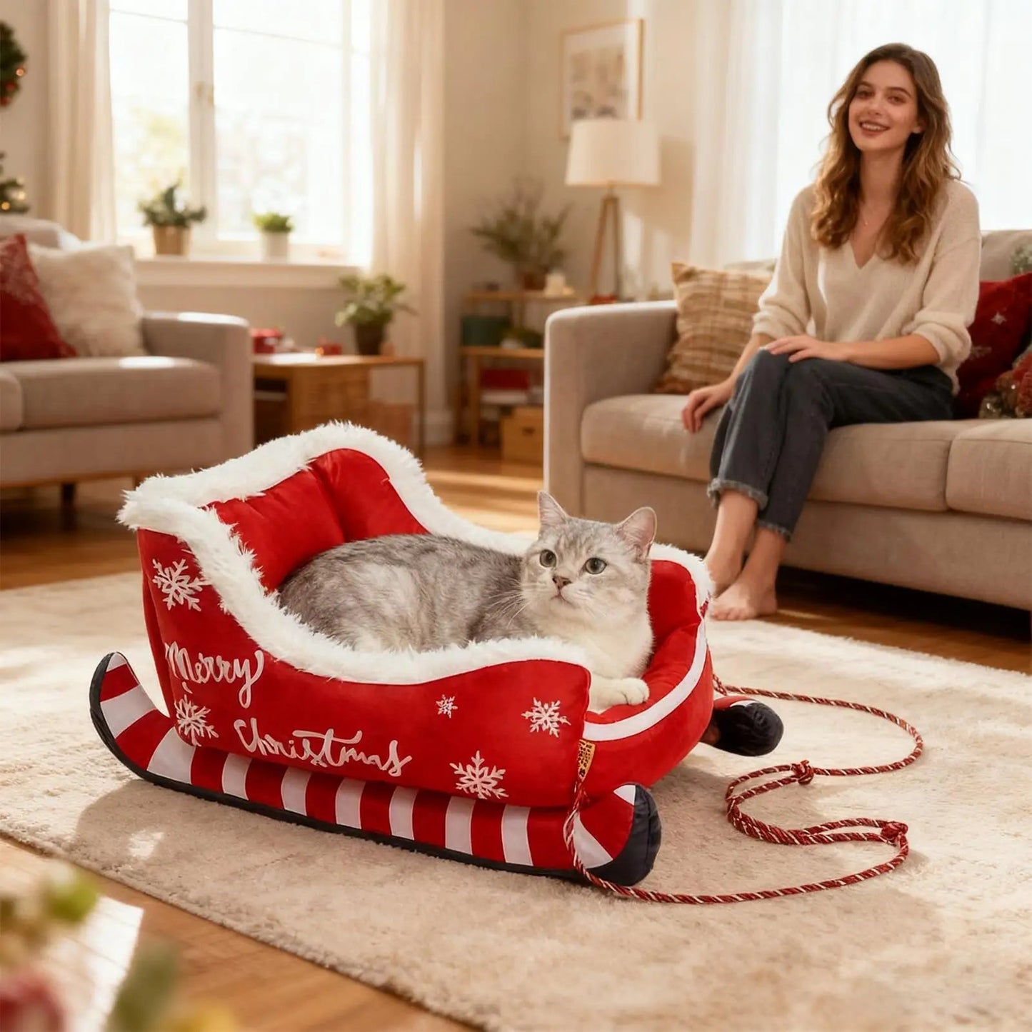 S/M Indoor Warm Dog Bed Pad Mat Warm With Non-slip Base Washable Dog Bed Christmas Sled Warm P et Dog Cat House Good Vibrations
