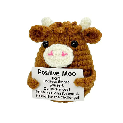 Gifts for Him Her Boyfriend Girlfriend  Handmade Positive Crochet Cute Cow Emotional Birthday Christmas Desktop Decorations Good Vibrations