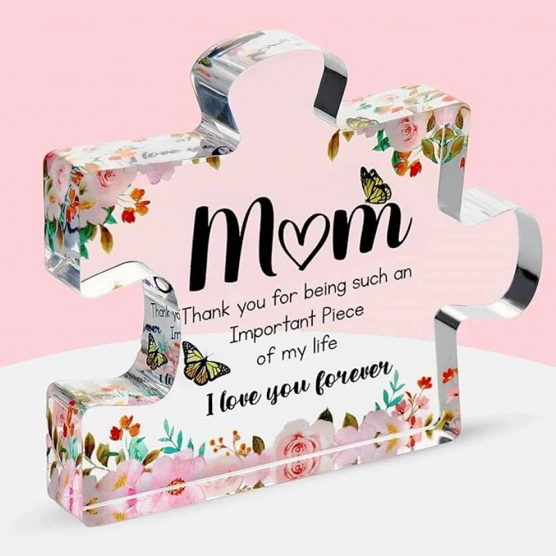 Gifts for Mom - Cute Engraved Acrylic Block Puzzle Piece - Adorable Mum Gift from Son, Daughter - Fun Christmas, Mothers Day, Good Vibrations