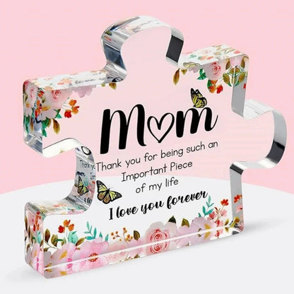 Gifts for Mom - Cute Engraved Acrylic Block Puzzle Piece - Adorable Mum Gift from Son, Daughter - Fun Christmas, Mothers Day, Good Vibrations