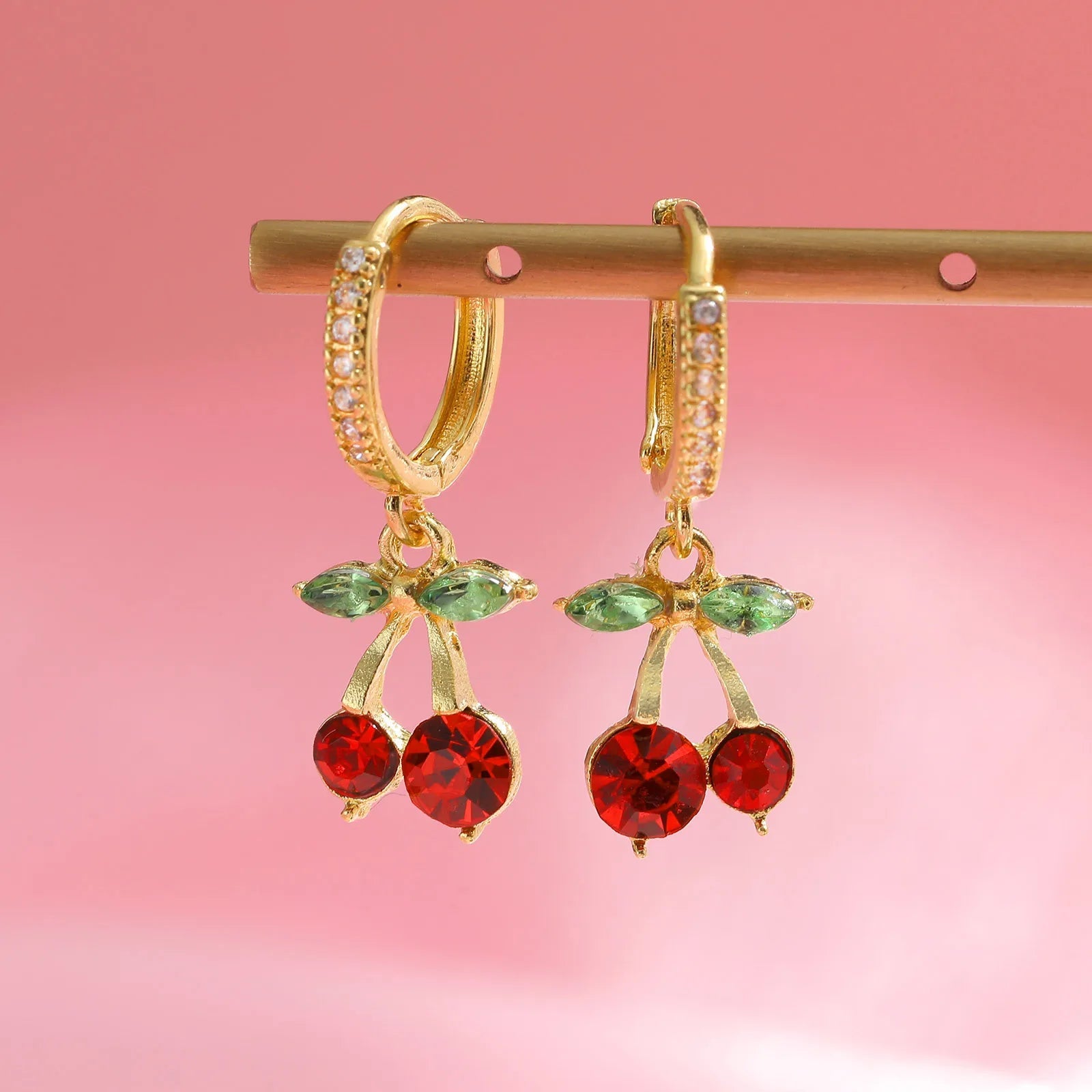 Vnox Elegant Cute Red Cherry Drop Earrings For Women Charm Ear Jewelry Wedding Party Dainty Fruit 1 Pair Earring Gifts To Girls Good Vibrations Adult Super Store