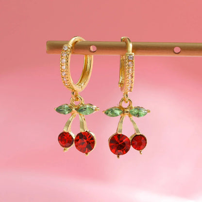 Vnox Elegant Cute Red Cherry Drop Earrings For Women Charm Ear Jewelry Wedding Party Dainty Fruit 1 Pair Earring Gifts To Girls Good Vibrations Adult Super Store