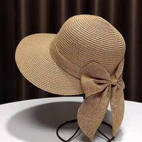Summer Hats For Women Sun Hat Beach Cap Ladies Bowknot Panama Cap Lady Casual Bucket Hat For Women Straw Hat Good Vibrations