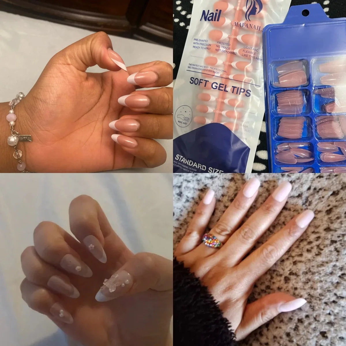 100Pcs Light Pink Press on Nails Short Medium Square Wearable Fake Nails Tips 10 sizes Full Cover False Nails Finger Decoration Good Vibrations