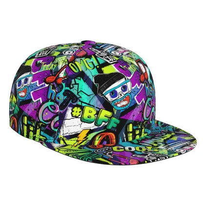 Colorful Graffiti Art Print Baseball Cap Adjustable Snapback Hat for Men Women Unisex Hip Hop Caps Flat Bill Brim Hats Good Vibrations