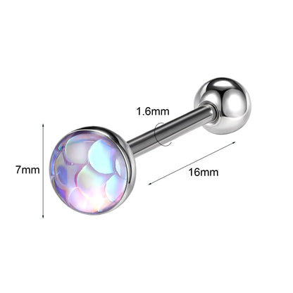 ZS 1Piece 14G Oil Luminescence Tongue Piercing Rings Stainless Steel Tongue Stud Skull Star Studs Earrings BCR Piercings Jewelry Good Vibrations Adult Super Store