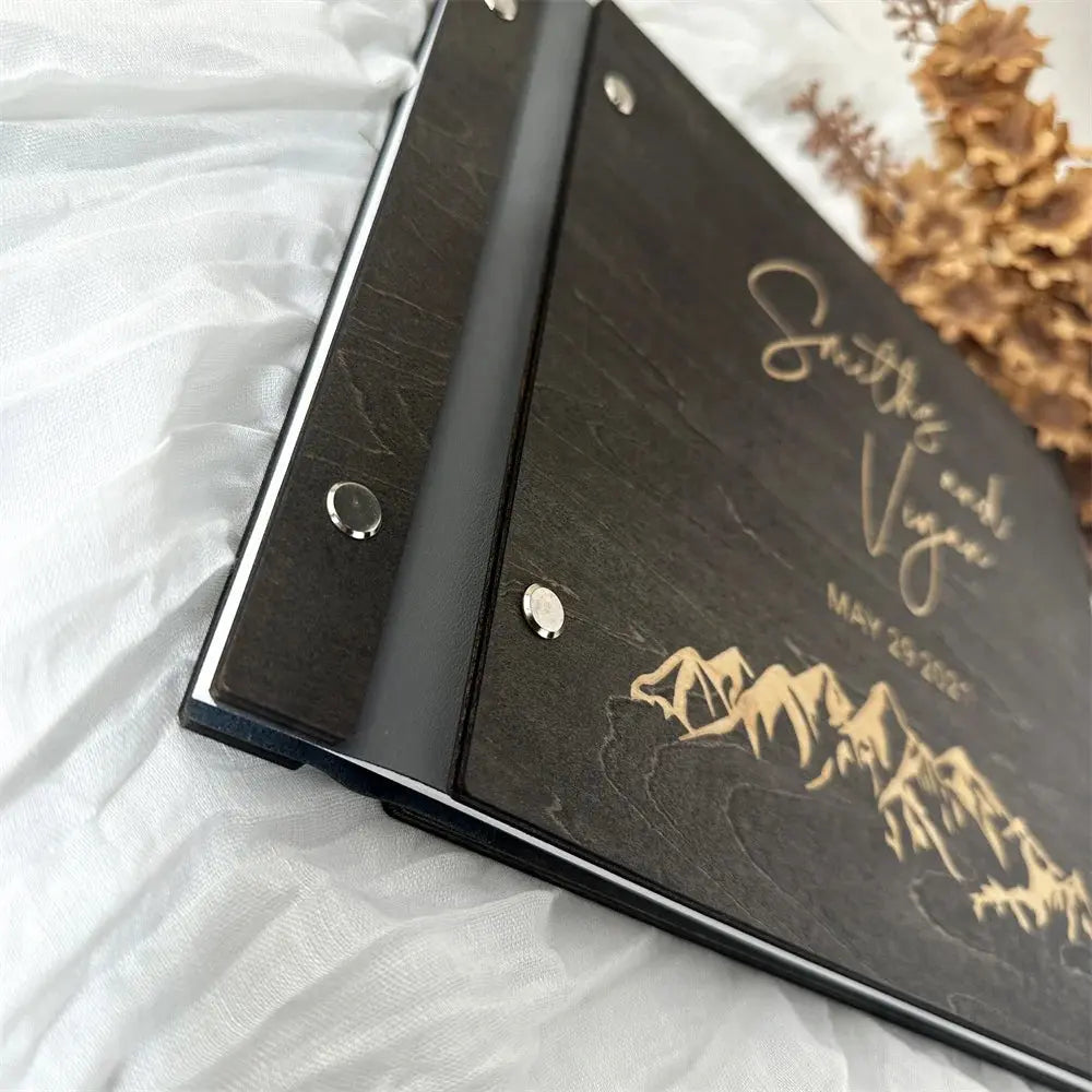 Personalized Guest Book Wedding Album Memory Wooden Adventure Rustic Unique Photo Album For Custom Name Marriage Wedding Gift Good Vibrations