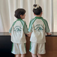 Couples Matching Outfit for Family Look Clothes Set Polo Shirt And Shorts 2 Pieces Clothing Suit New Summer Dad Mom Baby Costume Good Vibrations