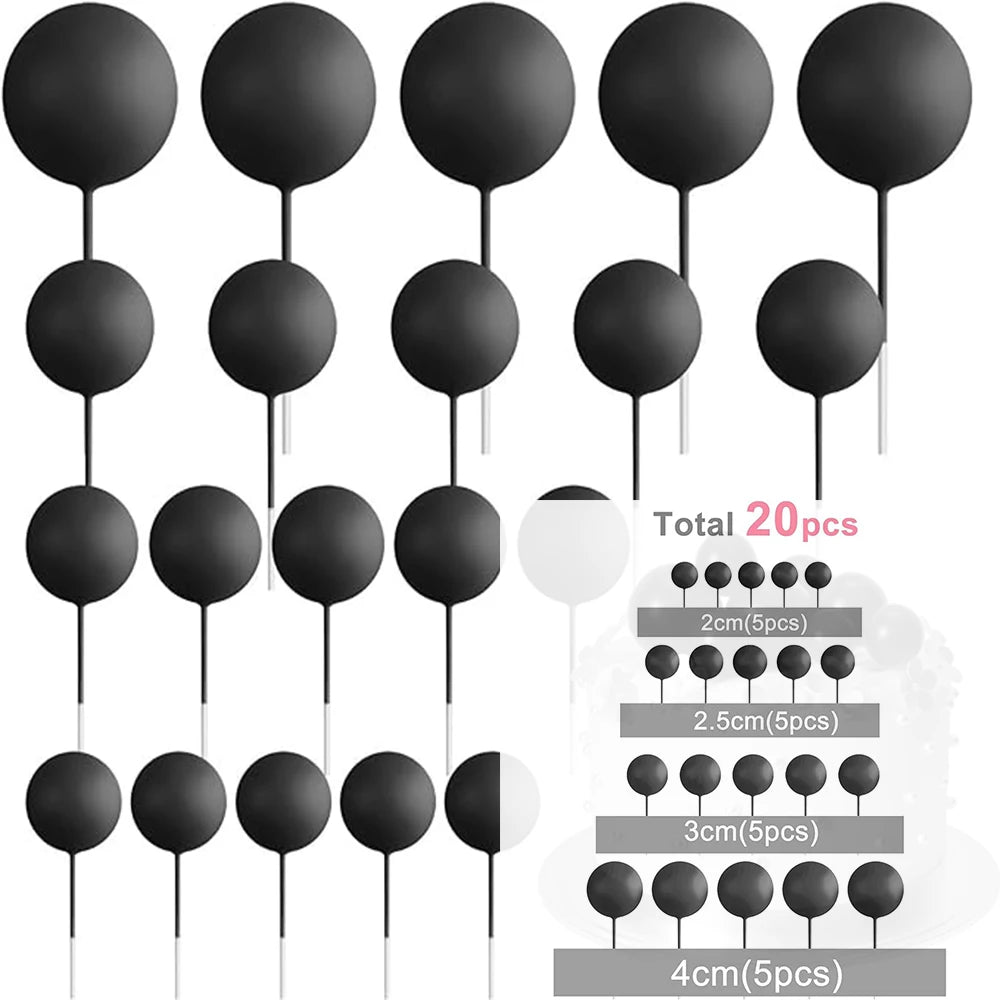 20Pcs Balls Cake Topper Pink Blue Gold Cake Balls Baking Decoration Birthday Wedding Anniversary Cake Picks Insert Toppers Decor Good Vibrations