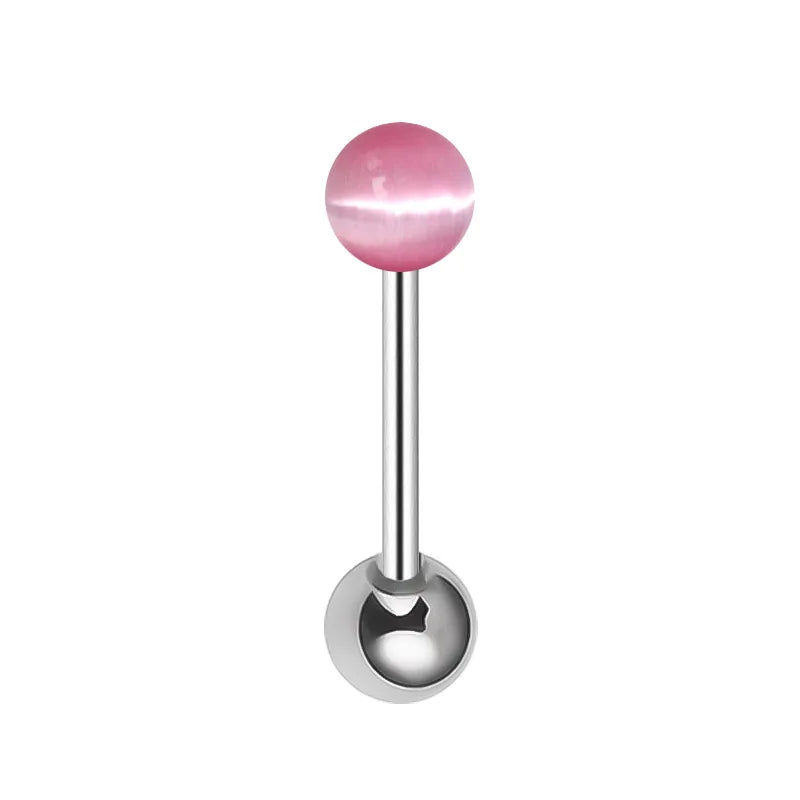 Surgical Steel Tongue Rings for Women Charming Opal Stone Tongue Barbells Piercing Body Jewelry 14g Good Vibrations