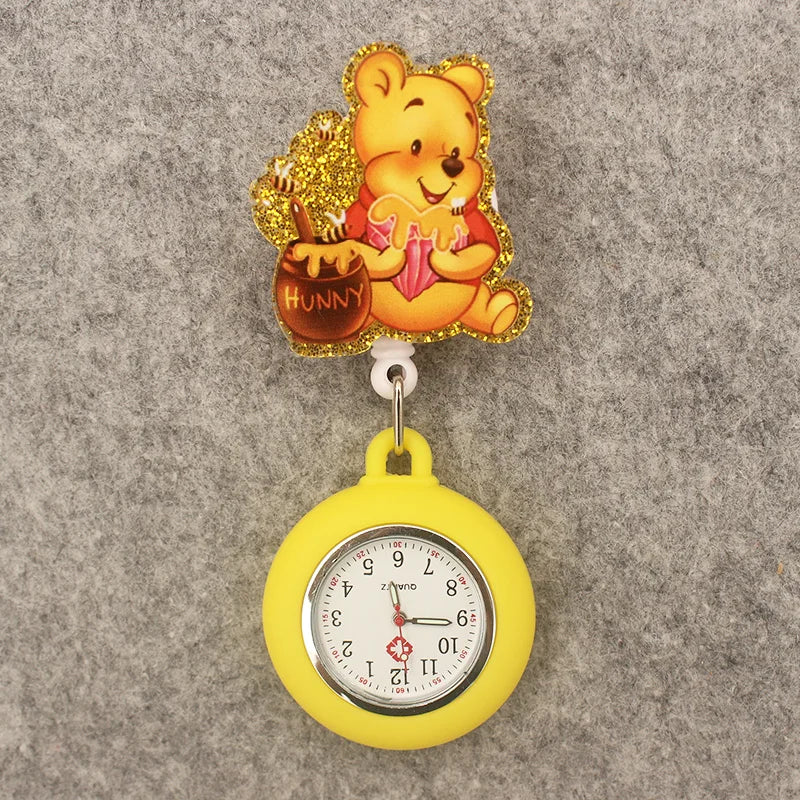 Cute Friends Pig Bear Blue Mouse Style Pocket Watch Retractable And With Clip For Men And Women Good Vibrations