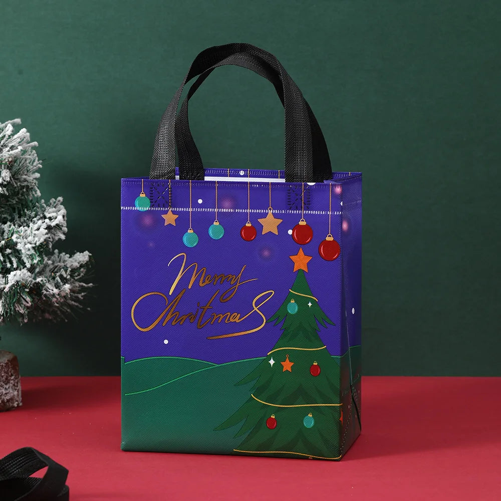 Christmas Gift Bags Non-Woven Christmas Bags Christmas Decorations for Home 2024 Navidad Natal Gifts New Year 2025 Packing Bag Good Vibrations