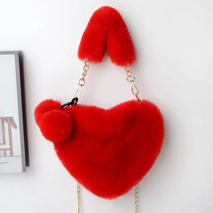 Women Hand Bags New Plush Love Heart Shaped New Fashionable Solid Color Soft Comfortable Purses and Handbags Bags for Ladies Good Vibrations