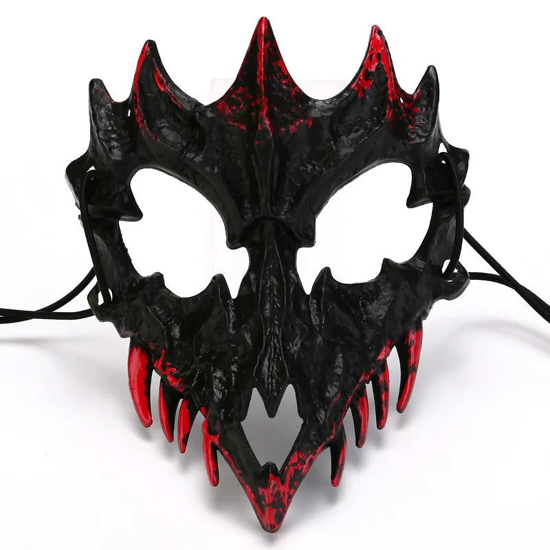 Halloween Bone Skull Masks Half-face Bloody Mask Cosplay Dragon God Fierce Tiger Night Fork Tengu Man Wolf Mask Party Decor Prop Good Vibrations
