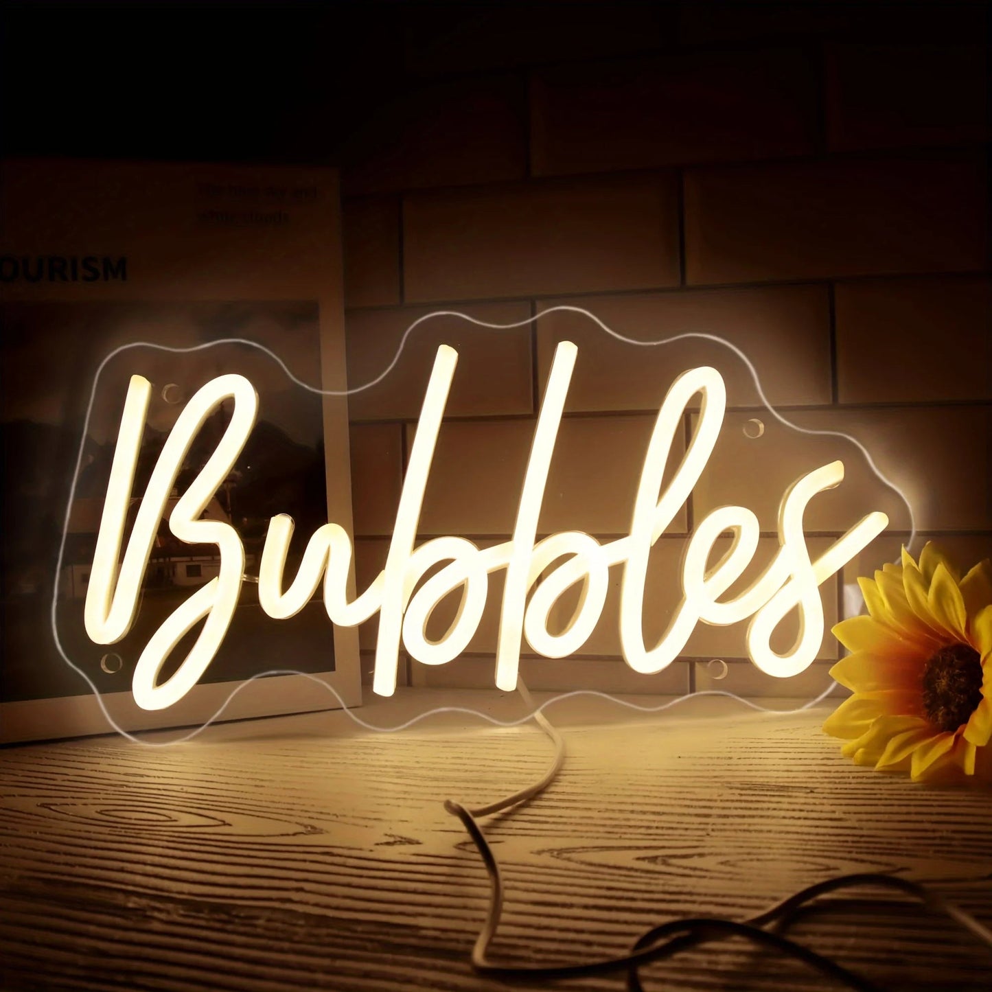 Bubbles LED Neon Sign Light,Bubbles Light, Champagne Wall Party Decor, For Wedding Backdrop Birthday Christmas Party Decor Good Vibrations
