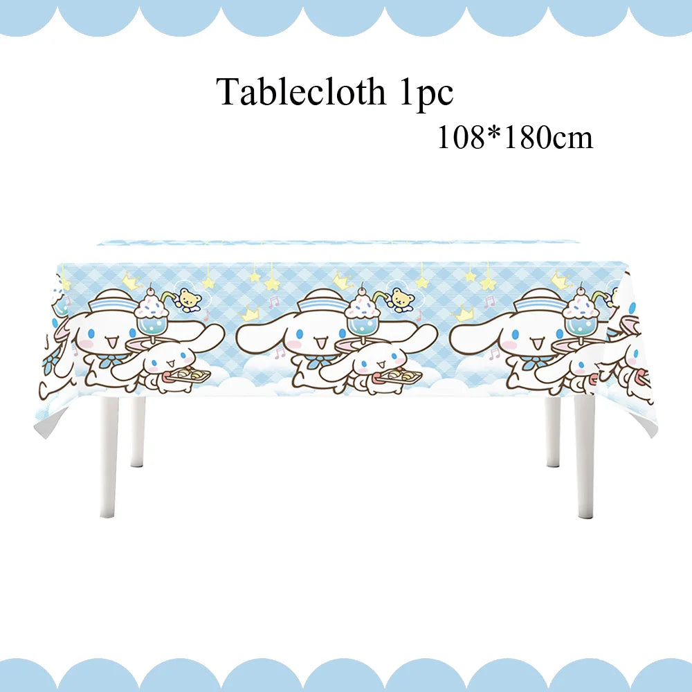 Cartoon Cinnamon Dog Birthday Decoration Mascot Disposable Tableware Plate Tablecloh Cup Baby Shower Girls Party Supplies Good Vibrations