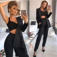 New Women Elegant Office Suits Pants 3PCS Breathable Turndown Collar Women Jacket Dress Suits Slim Jacket+Vest +Pants Suit Set Good Vibrations