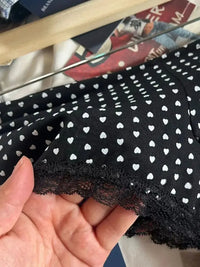 Hearts Lace Trim Tank Shorts Pajama Set Woman Summer Sexy V-neck Crop Tops+Slim Underpants Vintage Sweet Home 2 Piece Sets Y2k GOOD Vibrations