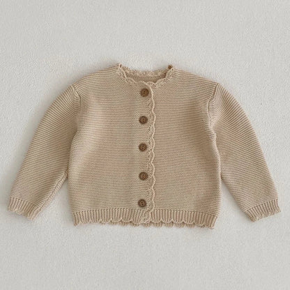 Toddler Baby Girls Knitted Cardigan Clothes for Spring Autumn Solid O-Neck Kids Knitwear Sweater Coat Good Vibrations