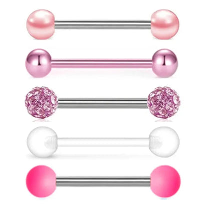 5PCS Acrylic Tongue Piercing Barbell Set Stainless Steel Glitter Tongue Rings Lot 14G Nipple Piercing Bar Bulk Piercing Langue Good Vibrations Adult Super Store