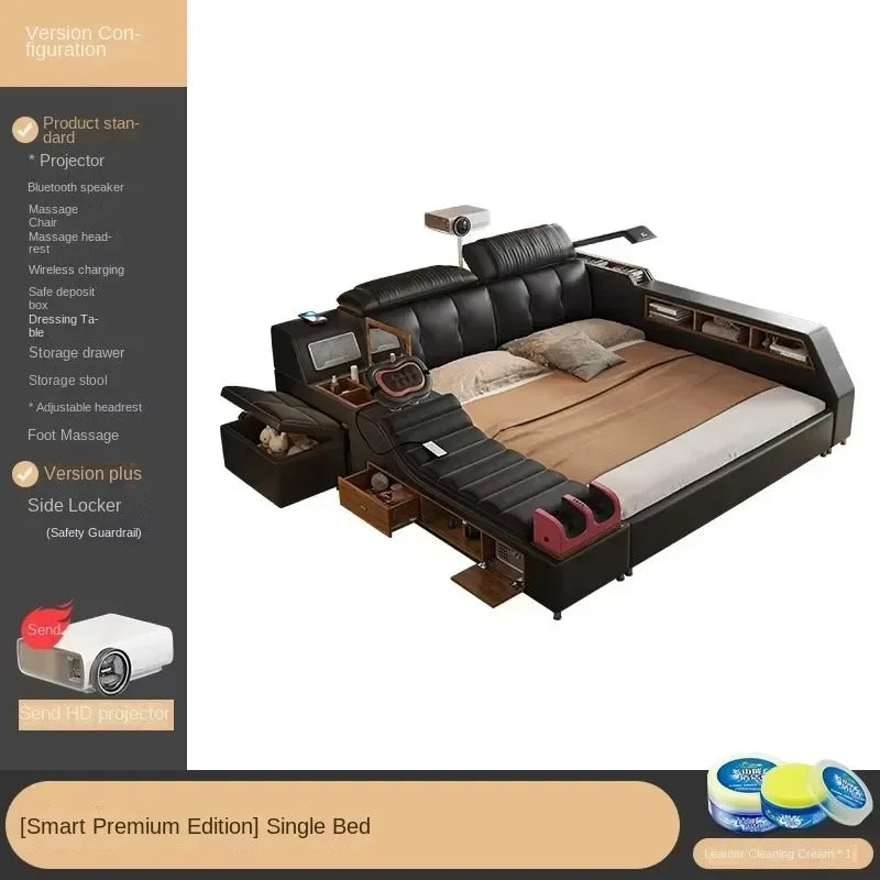 Modern Double Bed Girls Design Smart Bedroom Queen King Size Bed Beauty Sleeping Princess Leather Cama Lounge Suite Furniture Good Vibrations