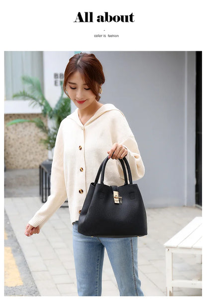 Woman shoulder bag Large capacity Handbag for Women Crossbody bag Lychee pattern PU Portable bucket bag ladies messenger bags Good Vibrations