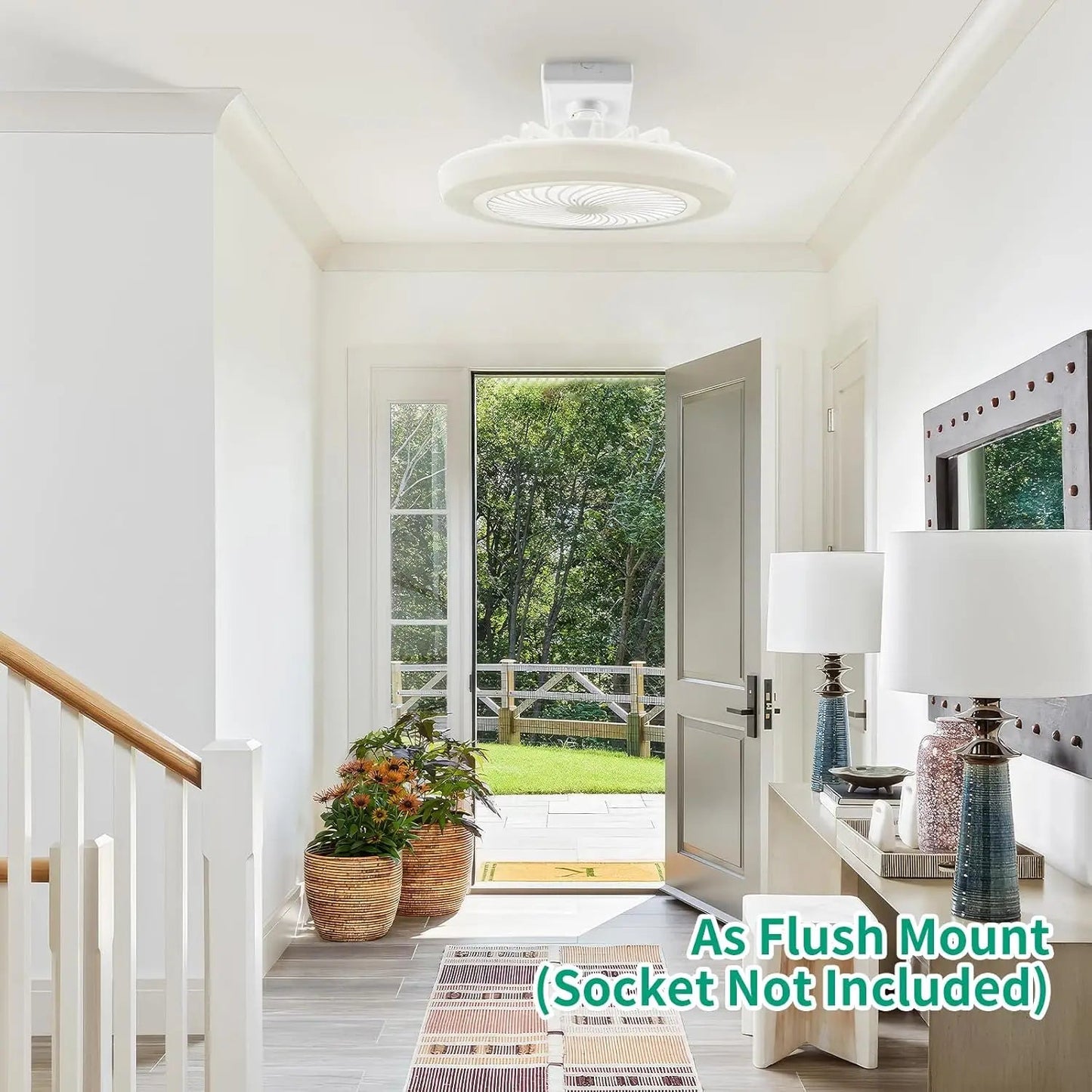 Socket Fan Ceiling Fan with Light, Portable 3 Wind Speeds 36w Ceiling Fan Socket with Remote, 3 Light Dimmable Small Fan Good Vibrations