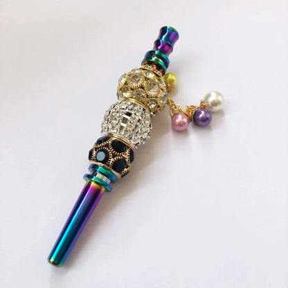 Luxury Bling Zinc Alloy Rainbow Rod Blunt Holder Handmade Metal Hookah Mouthpiece Mouth Tip with Rhinestones Jewelry Good Vibrations Adult Super Store
