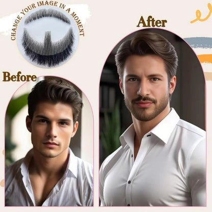 Wigundle Man's Beard Hand Made Real Hair Fake Beard Mustache Fancy Synthetic Invisible for Makeup Fake Hair Cospaly Party Tools Good Vibrations